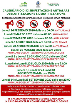 Alberobello: calendario di disinfestazione antialare, deblattizzazione e derattizzazione